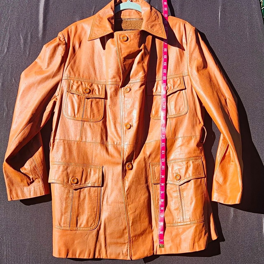 Vintage Campus Leather Ltd Brown Leather Safari Jacket Coat Size 44